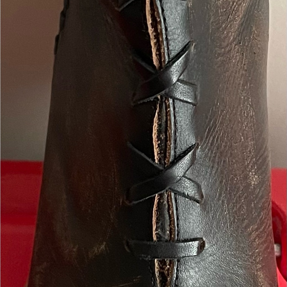 Handmade leather healed booties